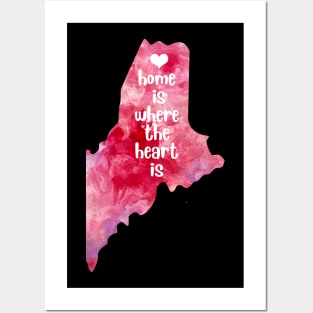 Maine Usa Map Watercolor Watercolour Home is where your heart is Posters and Art